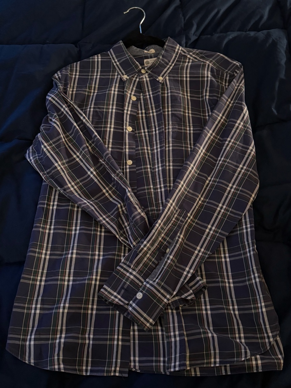 J. Crew Navy and White Plaid Button-Down Shirt
